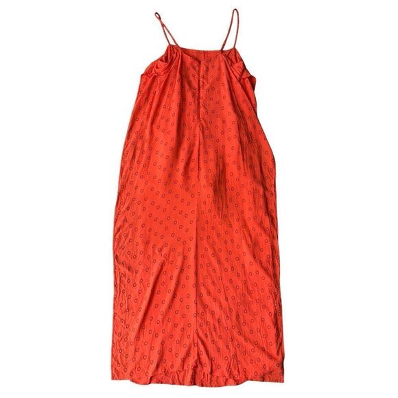 Urban Outfitters Orange Linen Ooh La La Side Slit Romper Maxi Dress Size S - Picture 7 of 11